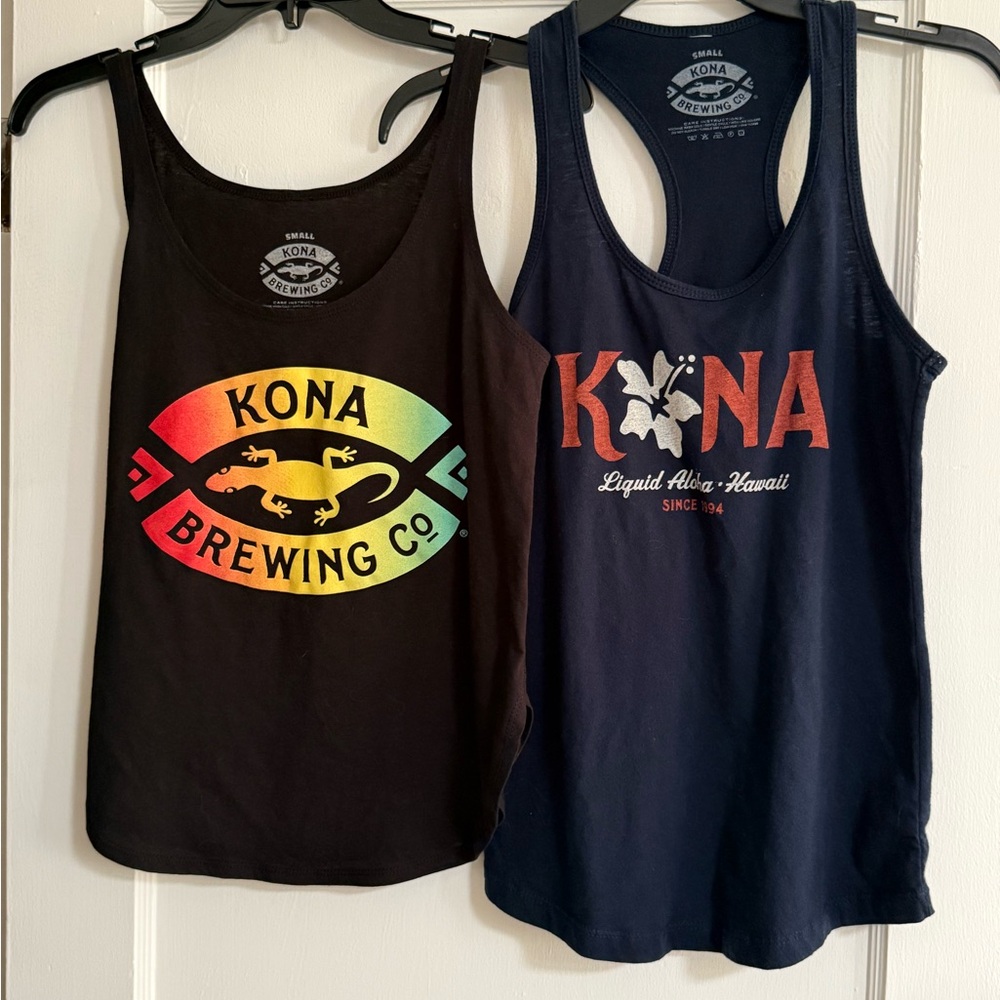 Set of 2. Black and Blue Kona Brewing Co. Tank Tops. Size S